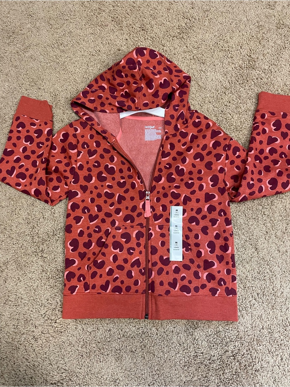 Cat & Jack burnt orange Heart-Print Zip Hoodie for Kids